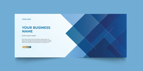 Blue geometric banner template. Modern abstract graphic design Banner background template