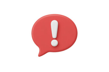 Red alert speech bubble with exclamation mark isolated on transparent background