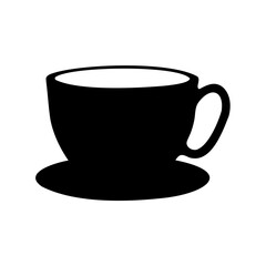 Silhouette of a cup and saucer, a beverage container for hot drinks