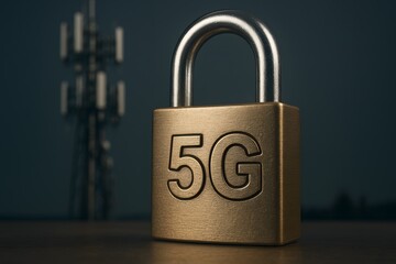 5G network security illustrated by a padlock