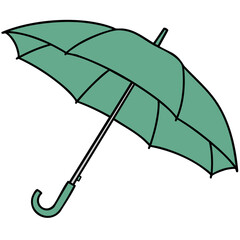 Open Green Umbrella Illustration