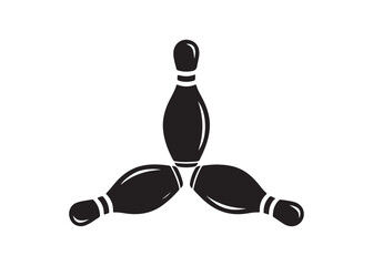 Vector art of three bowling pins arranged in a triangle