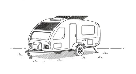 Modern solar-powered caravan ready for adventure, offering sustainable travel and off-grid freedom with sleek design and eco-friendly innovation.