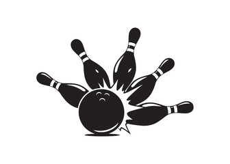 Vector art of bowling ball hitting pins for sport and recreation © Picture Paradise