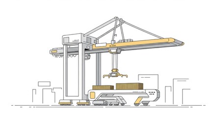 Modern automated port crane efficiently loading cargo containers onto advanced transport system showcasing logistics innovation and global trade