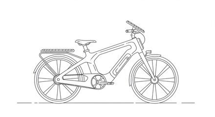 Sleek modern electric bicycle outline design perfect for urban commuting and eco-friendly travel concepts, showcasing innovative transport solutions