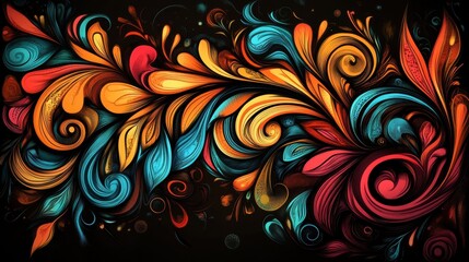 Abstract digital art piece colorful intricate design background bohemian texture modern