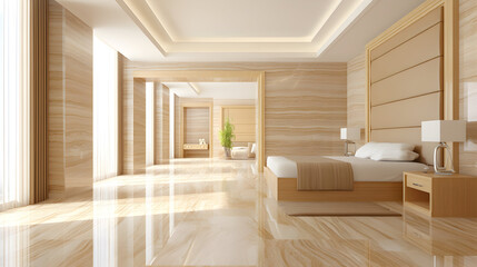 Obraz premium Stylish bedroom adopts modern classic design in sophisticated layout