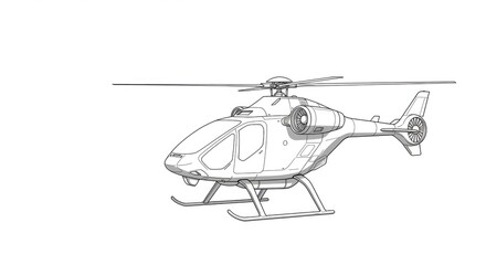 Sleek, modern helicopter design sketch, ideal for aviation projects, transport concepts, and innovative engineering visuals