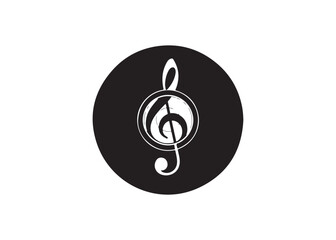 Vector art of treble clef music note in black circle
