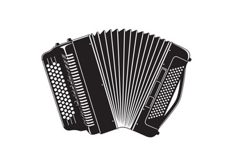 Vector art of black and white accordion musical instrument