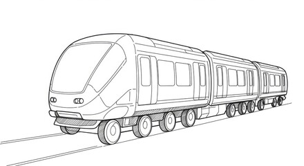 Sleek, modern commuter train glides effortlessly along tracks, symbolizing efficient urban transport and future travel possibilities.