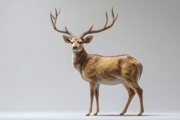 Fototapeta premium Realistic representation of male Elaphurus davidianus deer showcasing antlers in a studio setting
