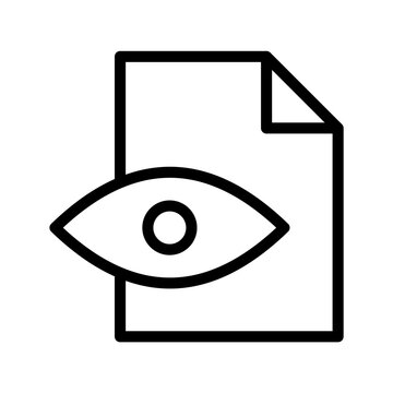  Document preview icon, eye on file visibility outline