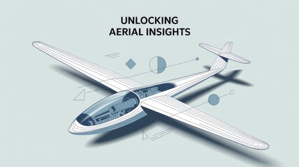 Aerial Insights Illustration of Glider Aircraft with Abstract Elements