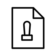  Stamped document icon, approved certified file with rubber stamp outline