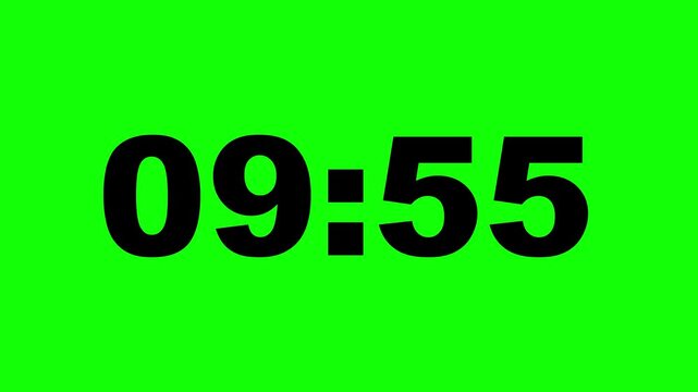 10 minute Countdown timer. 10 to 9 minute Countdown timer on green background.