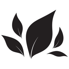 Stylized Black Leaves Icon Representing Nature and Organic Growth