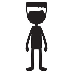 Minimalist Black Human Figure Silhouette with Stylized Hair