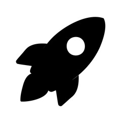 Illustration of a black and white rocket ready for space exploration