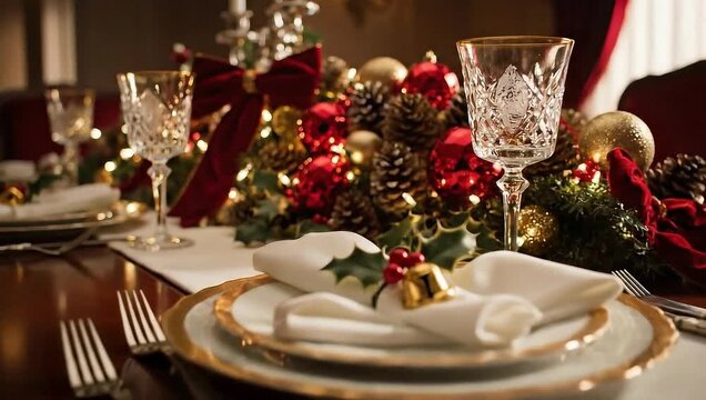 Elegant Festive Dinner Table Setting