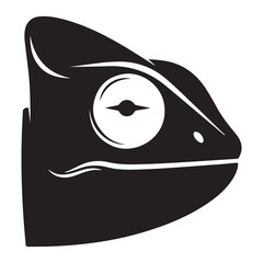 Black and White Stylized Chameleon Head Profile Illustration