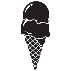 Black Silhouette of a Double Scoop Ice Cream Cone Graphic