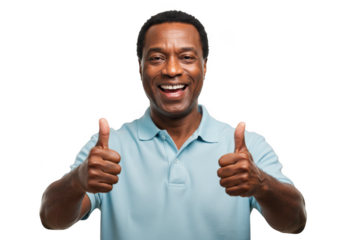 Man giving thumbs up isolated on transparent background