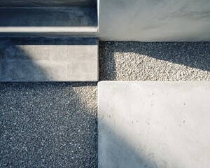 A concrete staircase with a concrete wall and a concrete floor