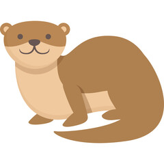 Cute Cartoon Otter Character With Brown Fur And A Smiling Face On A Transparent Background