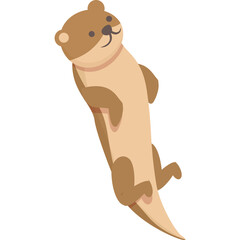 Cute Cartoon Otter Floats on Transparent Background Whimsical Animal Illustration