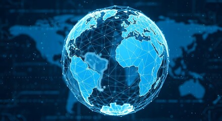 Global connections visualized in a stunning digital world map, perfect for illustrating international business, technology innovation, and worldwide communications with a modern aesthetic