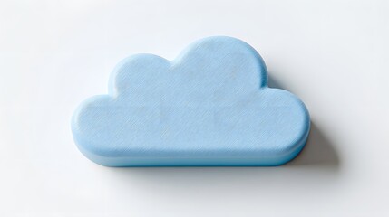 Pastel blue cloud shape object on a white background.