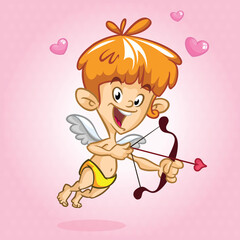 Cute Cartoon Cupid with Bow and Arrow – Funny Love Angel Character Vector