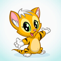 Cat Character Happy Baby Animal Mascot Vector Illustration