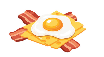 A delicious fried egg with cheese and crispy bacon.s