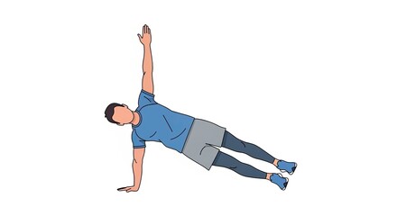 Man performing a side plank exercise strengthening core muscles and improving balance.