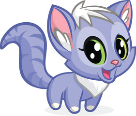 Cartoon Adorable Vector Animal Character with Big Eyes