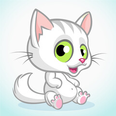 Cartoon Character Adorable Baby Kitten Vector Illustration
