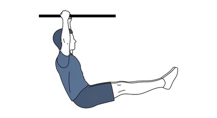 Man performing hanging leg raises exercise for core strength training.