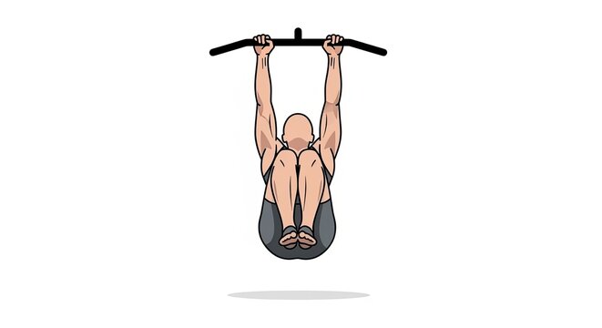 Man performing hanging leg raises exercise for core strength.
