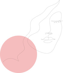 Women Face Line Art Element