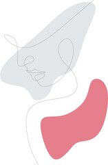 Women Face Line Art Element