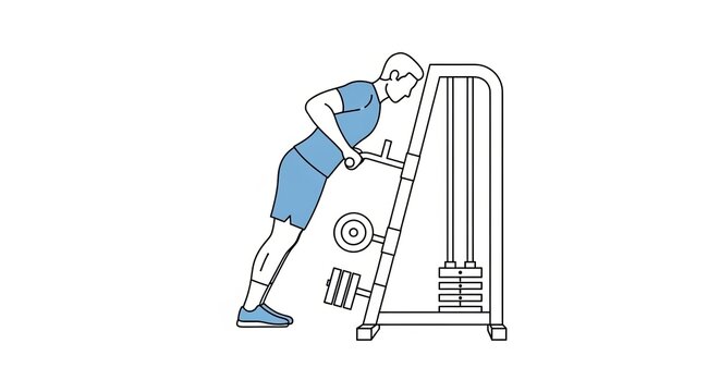 Triceps Pushdown Exercise Illustration on Weight Machine.