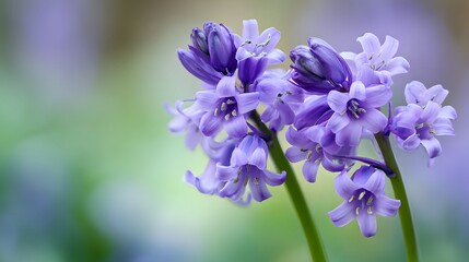 Delicate purple bell-shaped flowers bloom in soft focus.