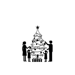 Family Decorating Christmas Tree Silhouette 1.