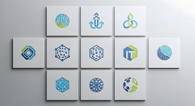 Collection of modern technology and business logo designs for branding and marketing concepts