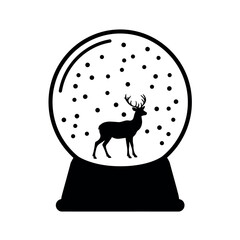 Snow globe with a deer inside winter scene.