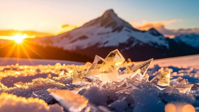 Winter sunset ice crystals