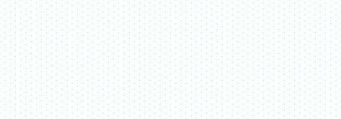 Blue seamless isometric grid paper. Dotted triangular blueprint repeating pattern. Graph guide background for engineering, architect and technical drawing. Repeated lined ruler sheet template. Vector